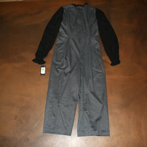 TOMMY HILFIGER Twofer Jumpsuit Sz 4 Herringbone Gray/Black NEW Straight Fit NWT - Picture 5 of 6